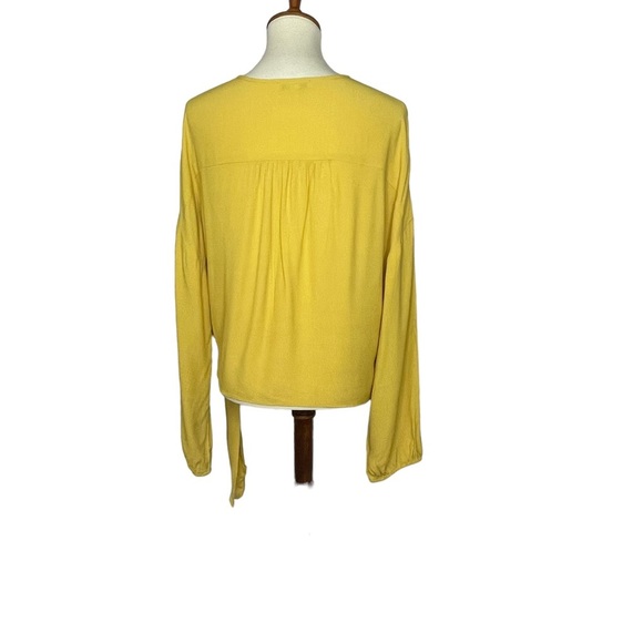 Madewell Shirt Womens XL Raelynn Yellow Wrap Blouse Side Tie Viscose V-Neck - Picture 5 of 16